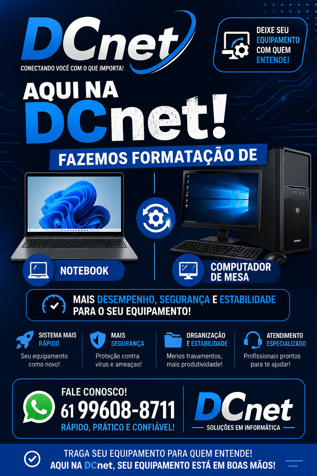 DC NET - Formatação de notebook e computador